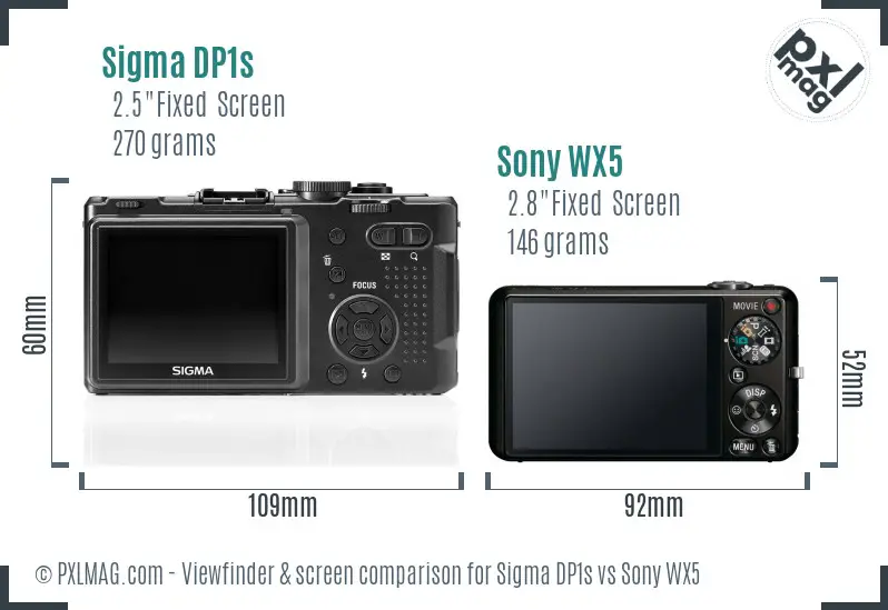 Sigma DP1s vs Sony WX5 Screen and Viewfinder comparison