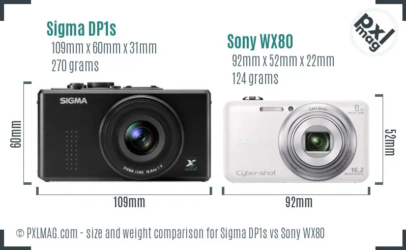 Sigma DP1s vs Sony WX80 size comparison