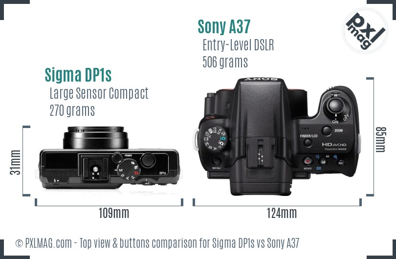 Sigma DP1s vs Sony A37 top view buttons comparison