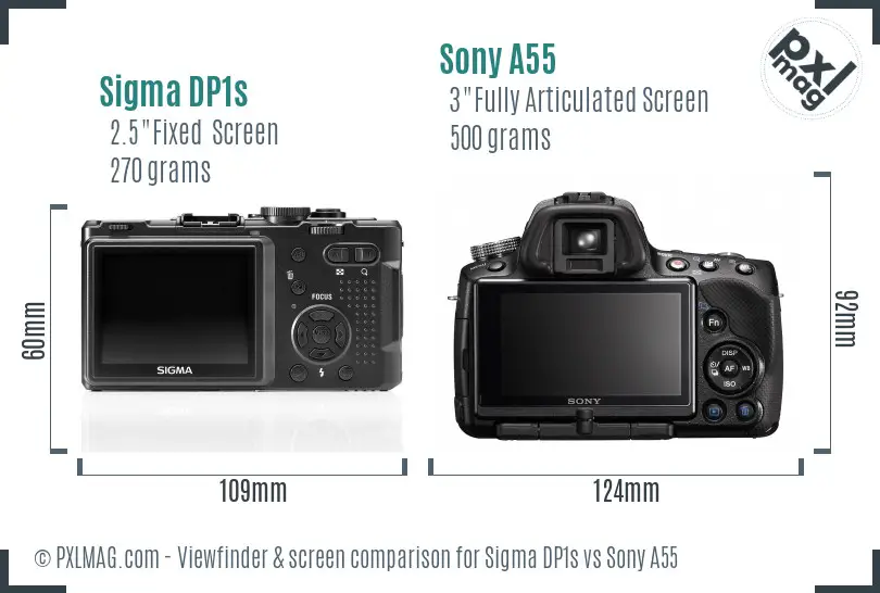 Sigma DP1s vs Sony A55 Screen and Viewfinder comparison