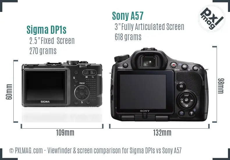 Sigma DP1s vs Sony A57 Screen and Viewfinder comparison