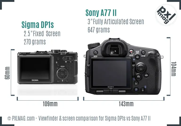 Sigma DP1s vs Sony A77 II Screen and Viewfinder comparison