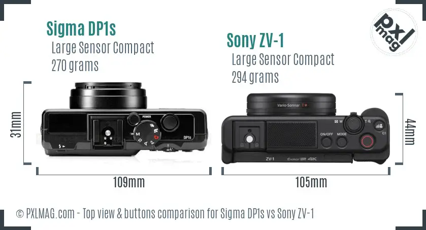 Sigma DP1s vs Sony ZV-1 top view buttons comparison