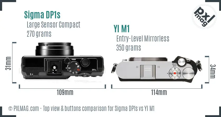 Sigma DP1s vs YI M1 top view buttons comparison