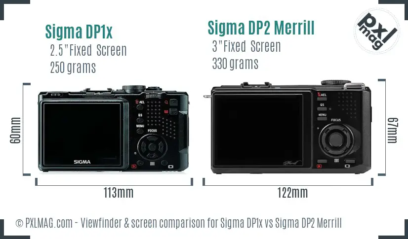 Sigma DP1x vs Sigma DP2 Merrill Screen and Viewfinder comparison