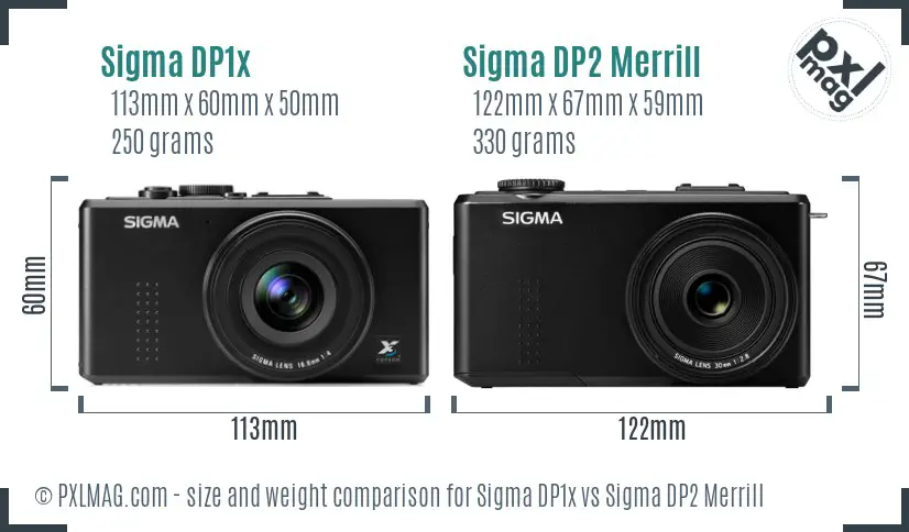 Sigma DP1x vs Sigma DP2 Merrill size comparison