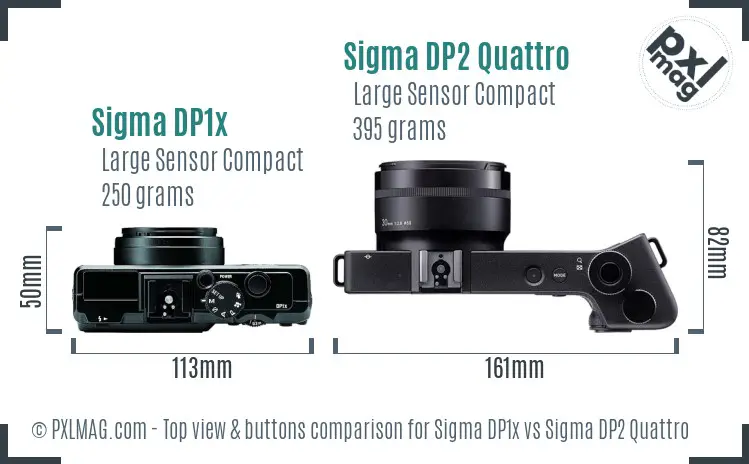 Sigma DP1x vs Sigma DP2 Quattro top view buttons comparison
