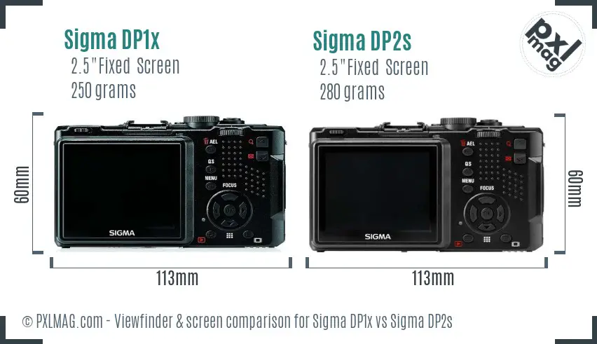 Sigma DP1x vs Sigma DP2s Screen and Viewfinder comparison