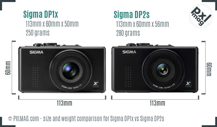 Sigma DP1x vs Sigma DP2s size comparison