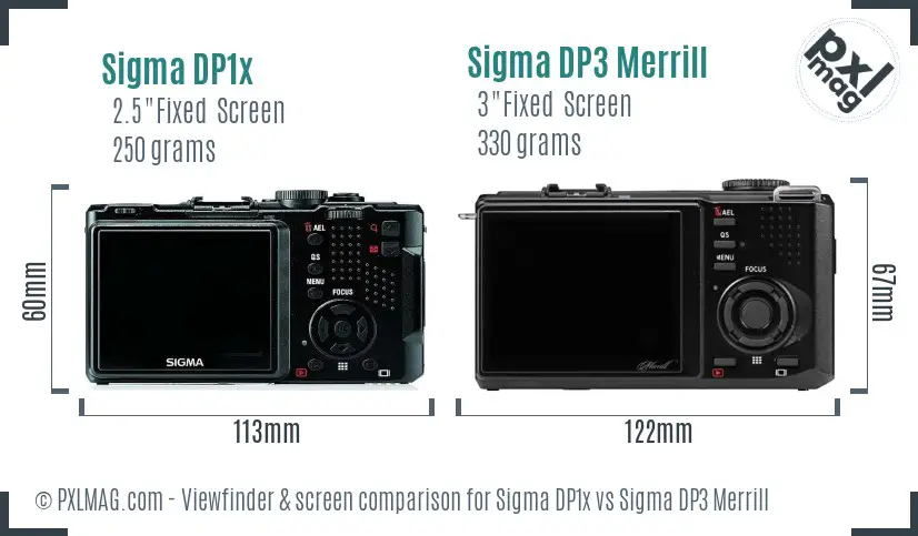 Sigma DP1x vs Sigma DP3 Merrill Screen and Viewfinder comparison