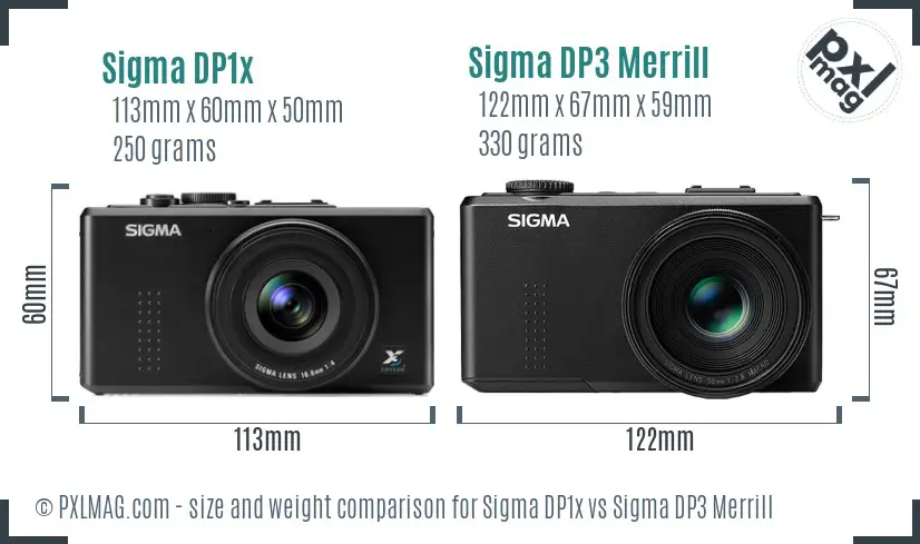 Sigma DP1x vs Sigma DP3 Merrill size comparison