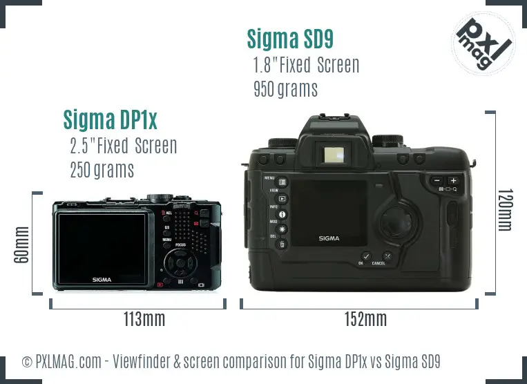 Sigma DP1x vs Sigma SD9 Screen and Viewfinder comparison