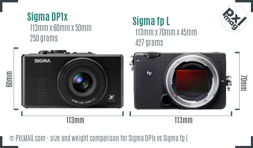 Sigma DP1x vs Sigma fp L size comparison