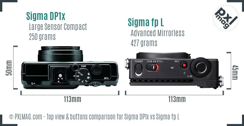 Sigma DP1x vs Sigma fp L top view buttons comparison