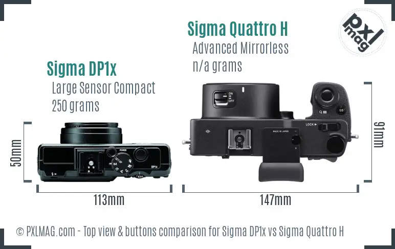 Sigma DP1x vs Sigma Quattro H top view buttons comparison