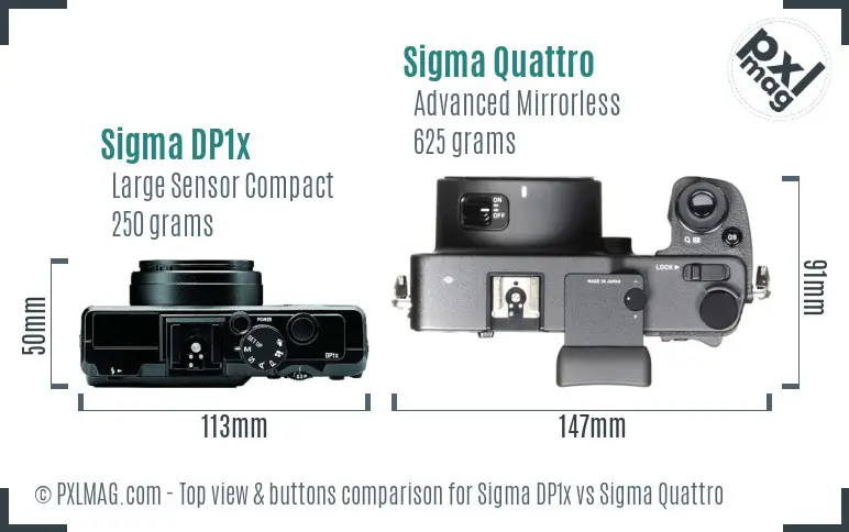 Sigma DP1x vs Sigma Quattro top view buttons comparison