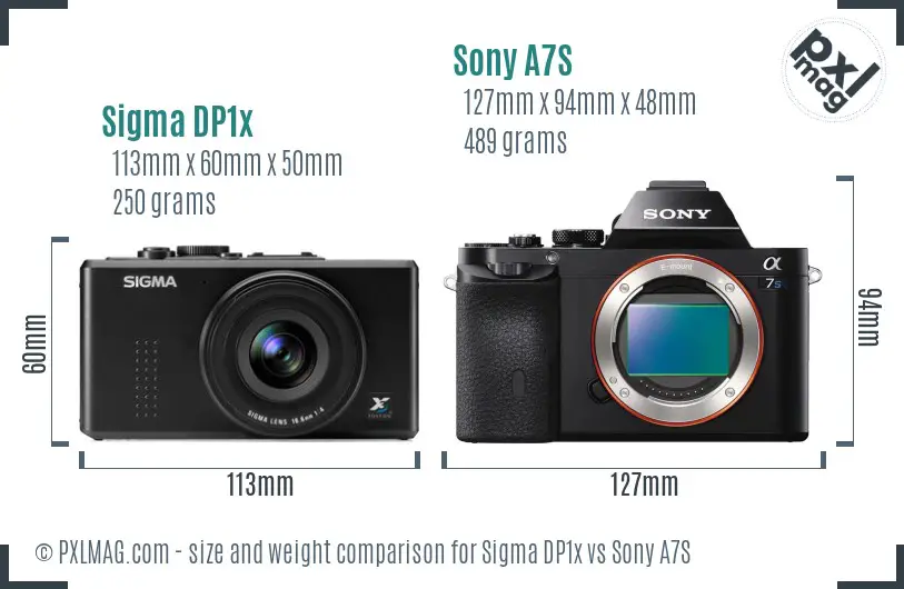 Sigma DP1x vs Sony A7S size comparison