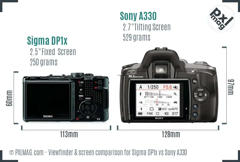Sigma DP1x vs Sony A330 Screen and Viewfinder comparison Sigma DP1x vs Sony A330 Screen and Viewfinder comparison