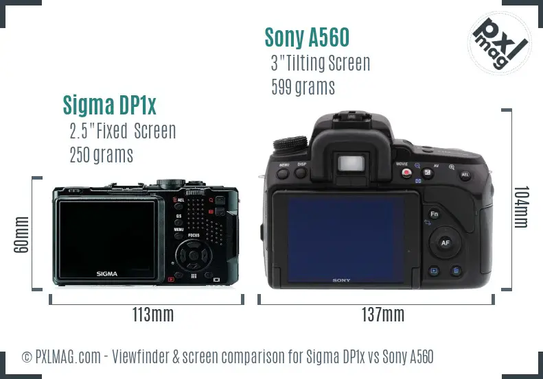 Sigma DP1x vs Sony A560 Screen and Viewfinder comparison Sigma DP1x vs Sony A560 Screen and Viewfinder comparison