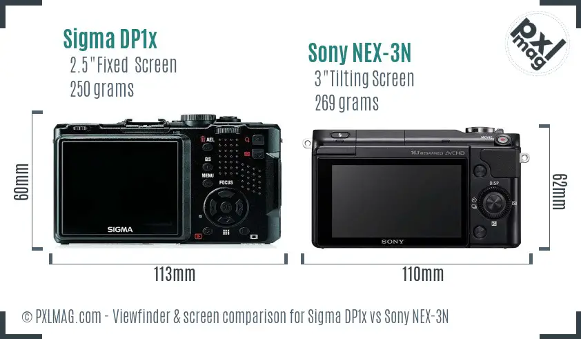 Sigma DP1x vs Sony NEX-3N Screen and Viewfinder comparison Sigma DP1x vs Sony NEX-3N Screen and Viewfinder comparison