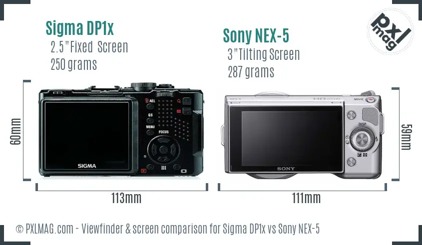 Sigma DP1x vs Sony NEX-5 Screen and Viewfinder comparison