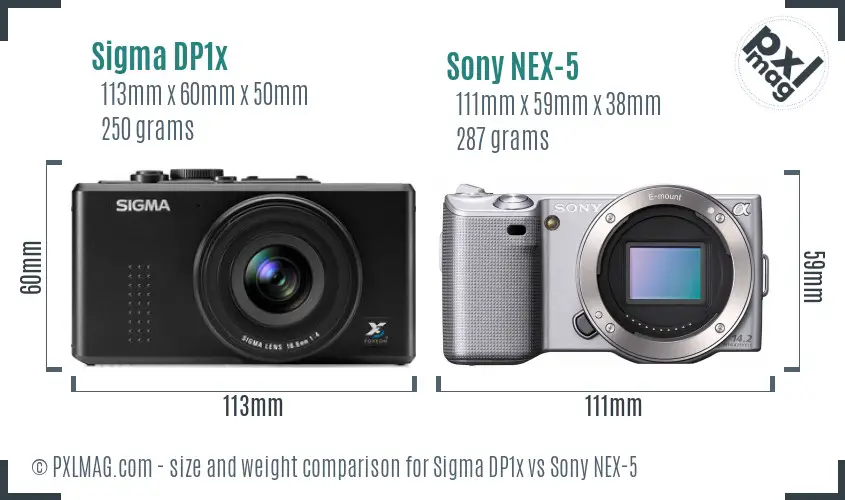 Sigma DP1x vs Sony NEX-5 size comparison