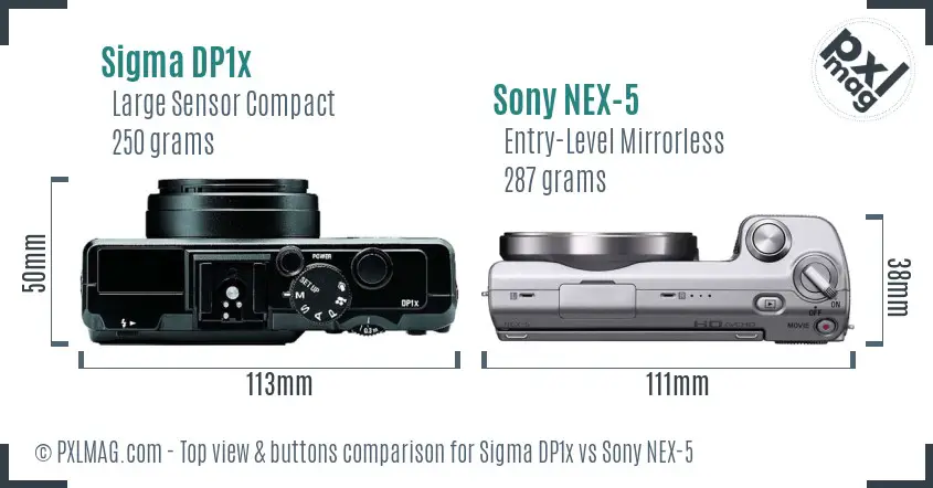 Sigma DP1x vs Sony NEX-5 top view buttons comparison