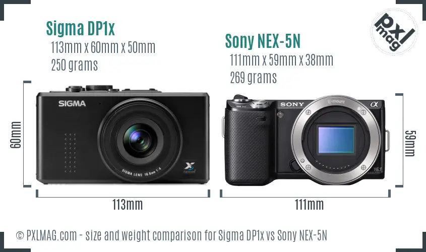 Sigma DP1x vs Sony NEX-5N size comparison