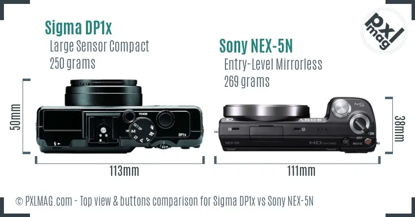 Sigma DP1x vs Sony NEX-5N top view buttons comparison