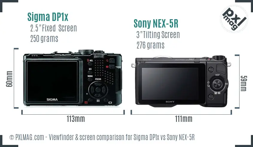 Sigma DP1x vs Sony NEX-5R Screen and Viewfinder comparison