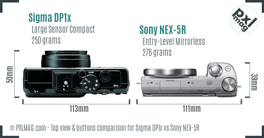 Sigma DP1x vs Sony NEX-5R top view buttons comparison