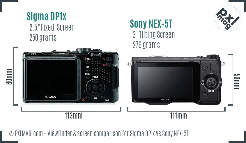 Sigma DP1x vs Sony NEX-5T Screen and Viewfinder comparison