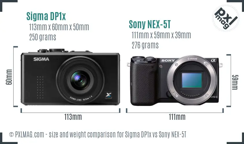 Sigma DP1x vs Sony NEX-5T size comparison
