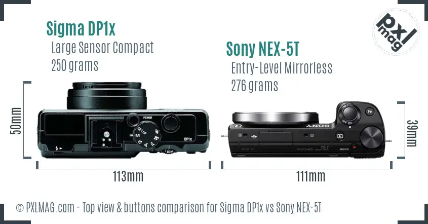 Sigma DP1x vs Sony NEX-5T top view buttons comparison