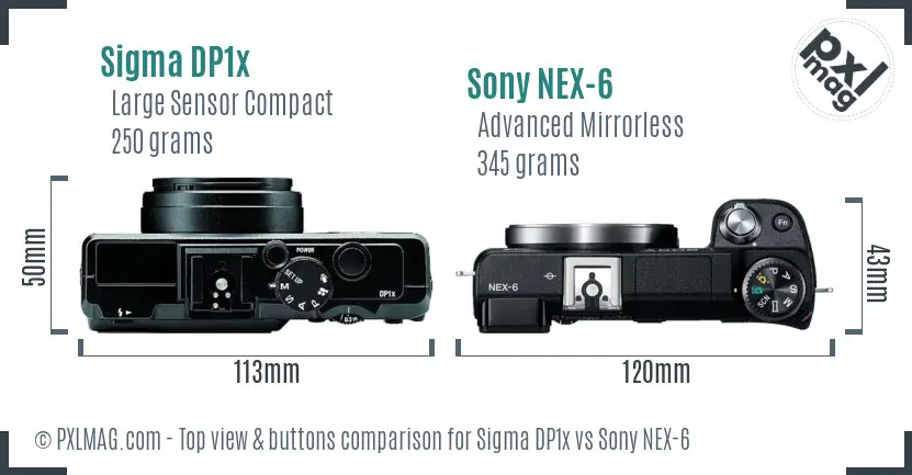 Sigma DP1x vs Sony NEX-6 top view buttons comparison