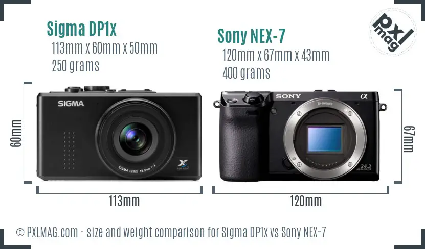 Sigma DP1x vs Sony NEX-7 size comparison Sigma DP1x vs Sony NEX-7 size comparison