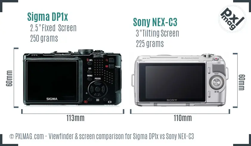 Sigma DP1x vs Sony NEX-C3 Screen and Viewfinder comparison