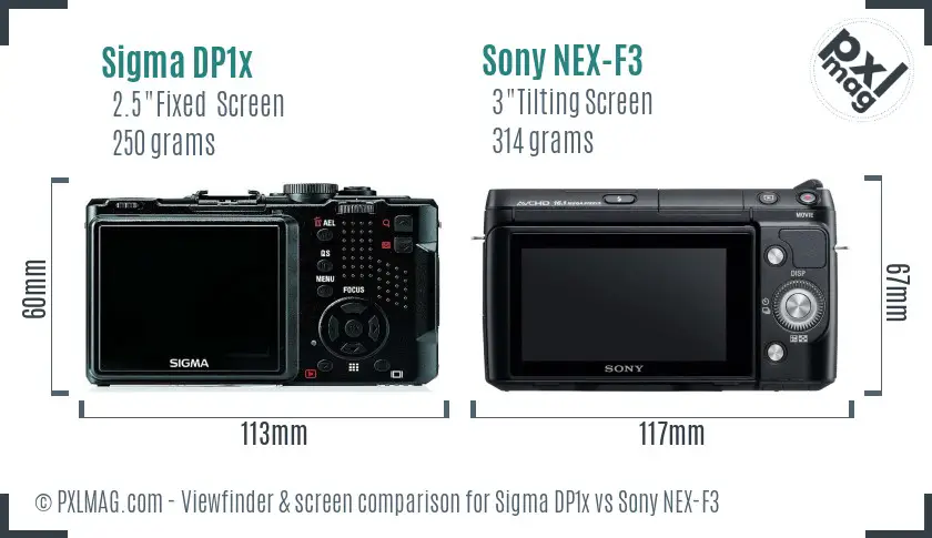 Sigma DP1x vs Sony NEX-F3 Screen and Viewfinder comparison