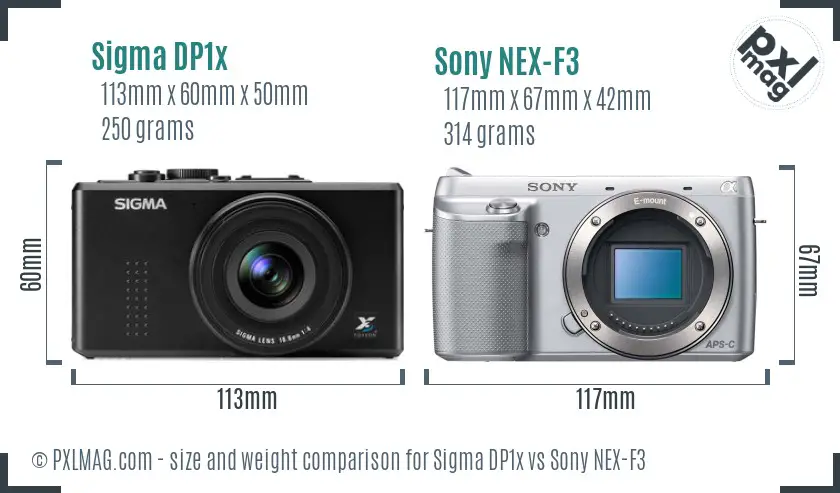 Sigma DP1x vs Sony NEX-F3 size comparison