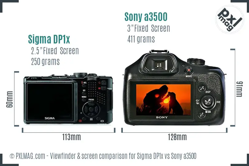 Sigma DP1x vs Sony a3500 Screen and Viewfinder comparison