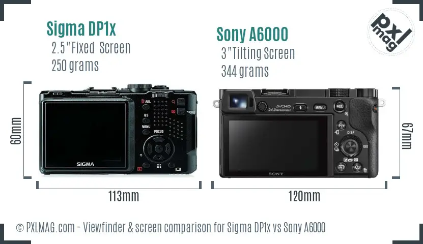 Sigma DP1x vs Sony A6000 Screen and Viewfinder comparison