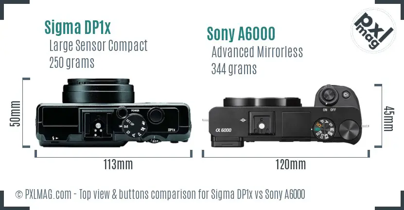 Sigma DP1x vs Sony A6000 top view buttons comparison