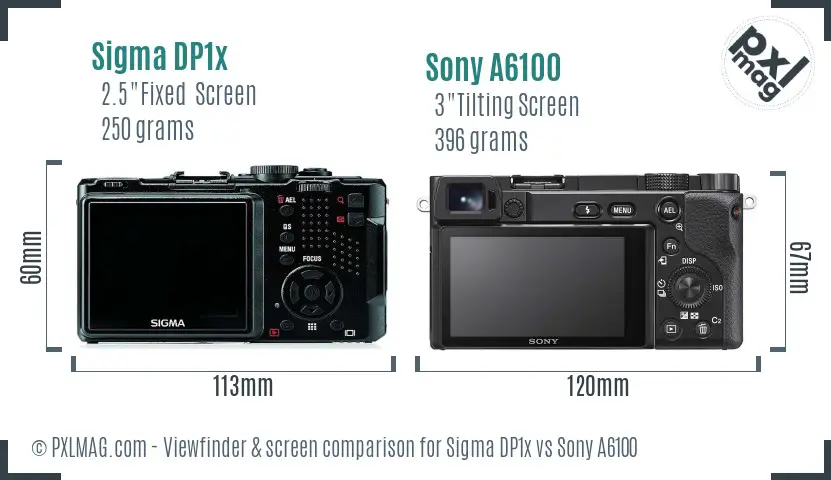Sigma DP1x vs Sony A6100 Screen and Viewfinder comparison