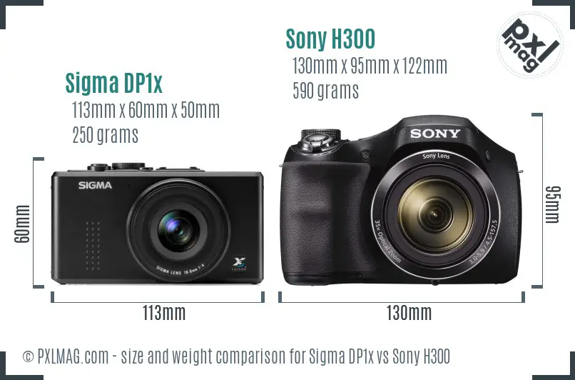 Sigma DP1x vs Sony H300 size comparison Sigma DP1x vs Sony H300 size comparison