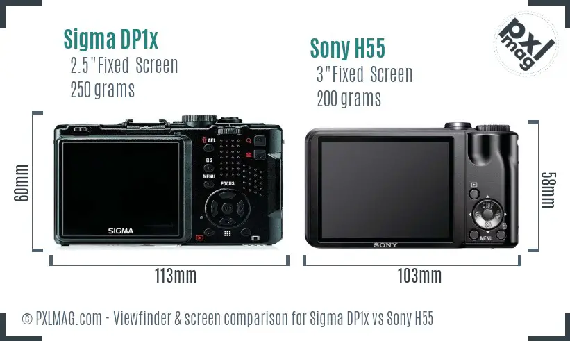 Sigma DP1x vs Sony H55 Screen and Viewfinder comparison Sigma DP1x vs Sony H55 Screen and Viewfinder comparison