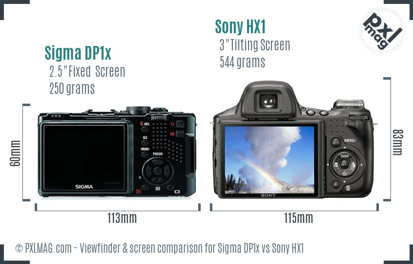 Sigma DP1x vs Sony HX1 Screen and Viewfinder comparison