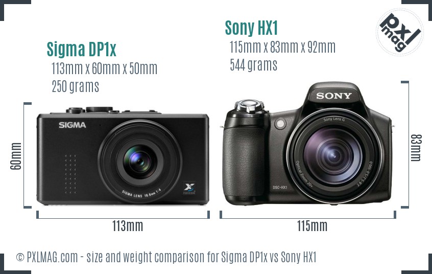 Sigma DP1x vs Sony HX1 size comparison Sigma DP1x vs Sony HX1 size comparison