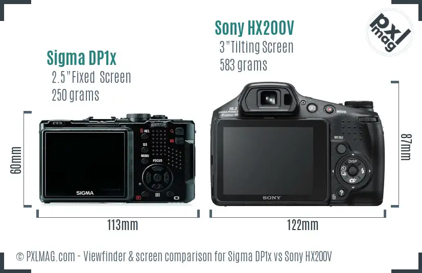Sigma DP1x vs Sony HX200V Screen and Viewfinder comparison Sigma DP1x vs Sony HX200V Screen and Viewfinder comparison