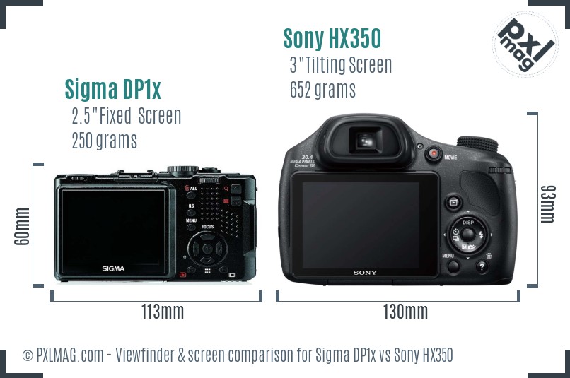 Sigma DP1x vs Sony HX350 Screen and Viewfinder comparison