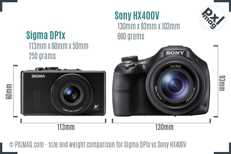 Sigma DP1x vs Sony HX400V size comparison Sigma DP1x vs Sony HX400V size comparison